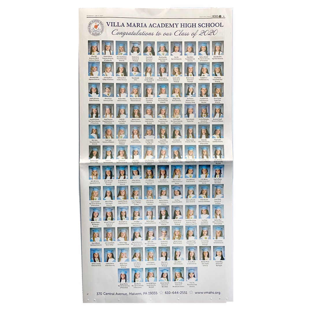 VMAHSMalvern's tweet photo. Pick up a copy of the Daily Local newspaper today to see all our wonderful graduates, and where they are headed in the fall. Congratulations Class of 2020! @wcdailylocal #vmahs #classof2020🎓#collegedestinations https://t.co/Iro2HkYgPk