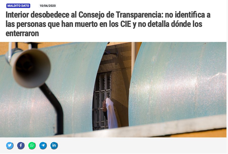 Guardia Civil e Interior ocultan los informes sobre las muertes en CIE y en centros de menores. El ministerio tenía que hacer públicos esos informes y entregarlos a <a href="/maldita_es/">Asociación Maldita</a> tras una resolución del Consejo de Transparencia, pero no lo ha hecho. ¿Qué ocultan? #RacismoDeEstado