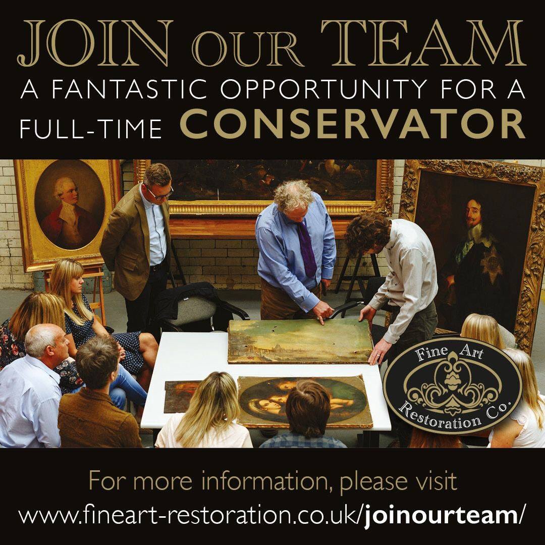 We’re hiring! Fantastic #vacancy for an Easel Painting #Conservator & Studio manager in our Cumbria studio! Looking for 5 years' working experience in Painting #Conservation. Full details: fineart-restoration.co.uk/join-our-team/
#restoration #fineart #art #artscareers #conservationcareers