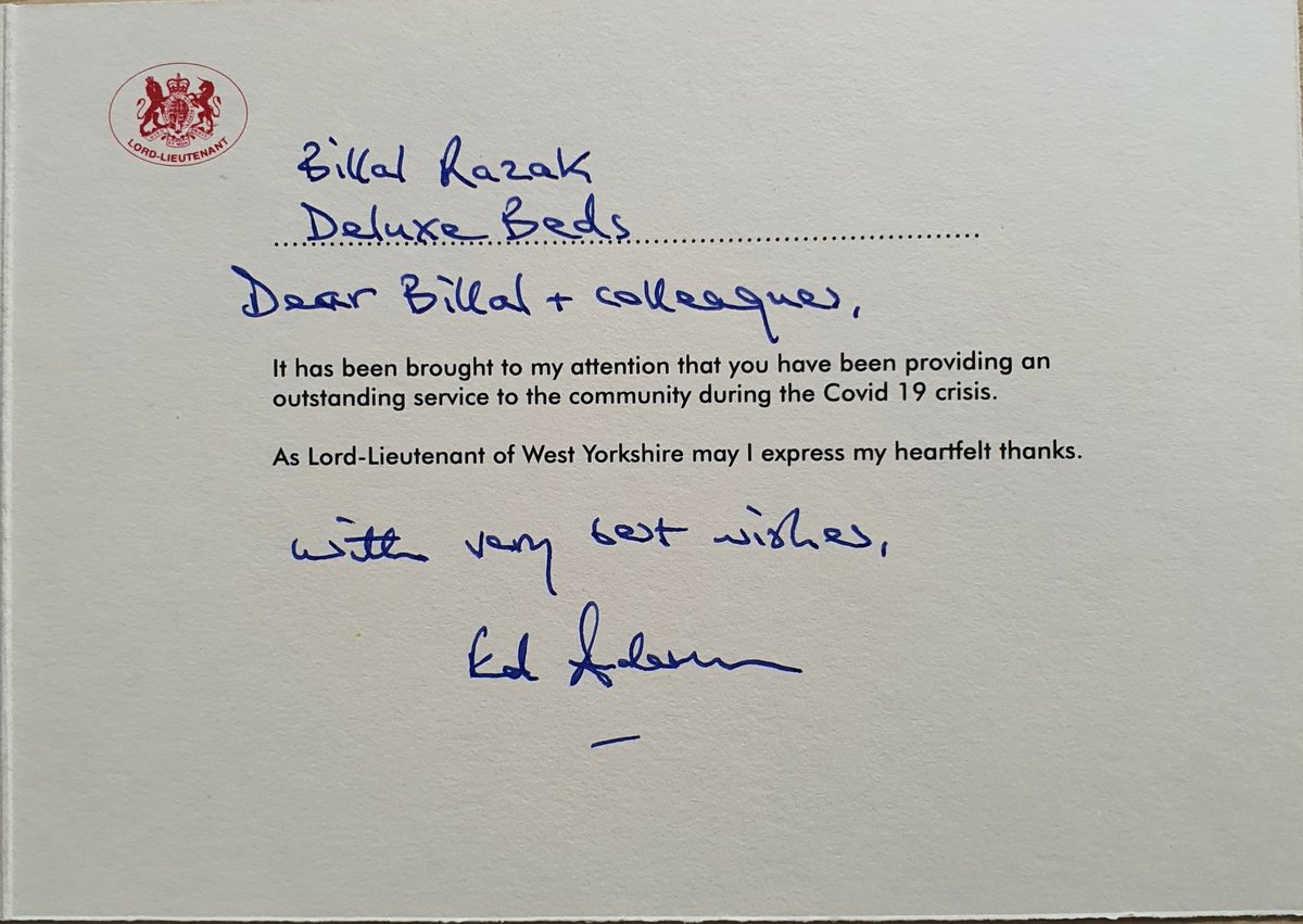 BilaalRazak's tweet photo. I feel honoured &amp; proud to have received recognition by Her Majesties representative, The Lord Lieutenant, @LordLtWY for providing our local communities in Huddersfield and Bradford with a great amount of support and aid during these difficult and uncertain times of the Covid-19 https://t.co/EAkmFgnOJ6