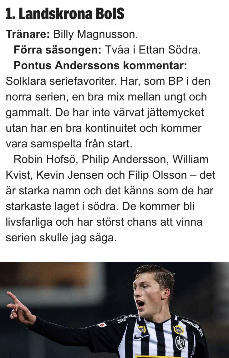 BoISNyheter's tweet photo. BoIS topptippas av SportExpressen. https://t.co/ECkU6XNMXC