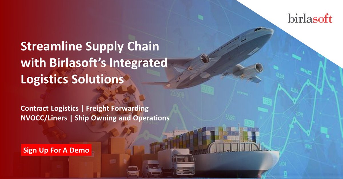 birlasoft's tweet photo. Struggling with #COVID19 induced #supplychains disruptions? Birlasoft's #IntegratedLogisticsSolutions are designed to streamline #SupplyChain processes & help Freight Forwarding, Contract Logistics, NVOCC/Liners, Ship Owning and Operations companies to... (1/2) https://t.co/Kw7TzdjlUm