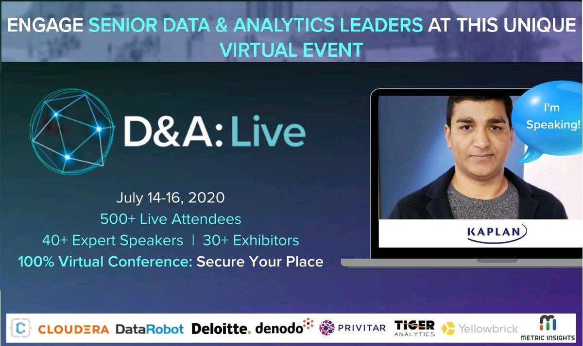 avinashtrip's tweet image. I&apos;m speaking at #DataAnalyticsLive 2020 #VirtualConference! Join me online July 14-16 for the best-in-class digital experience for senior data &amp;amp; analytics leaders.

Find out more &amp;amp; register your pass online: bit.ly/3eOzQLz

#Analytics #DataAnalytics #blockchain #edtech