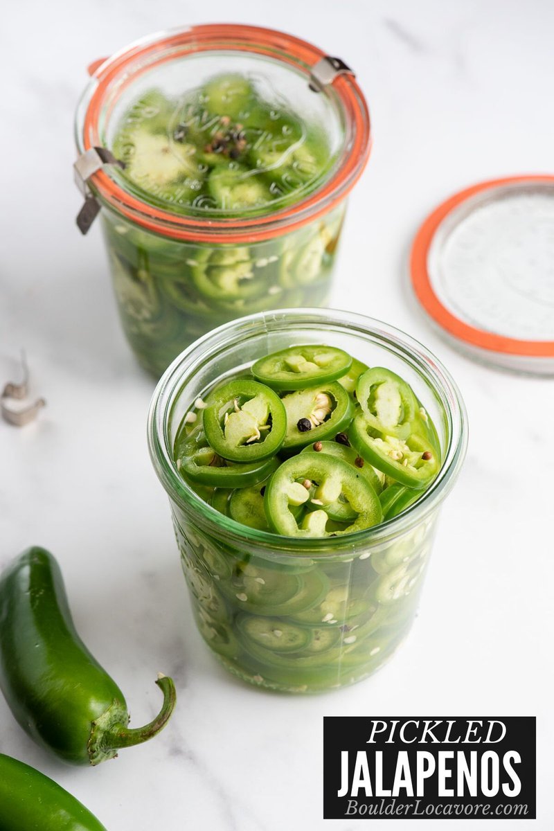 Pickled Jalapenos are fast and easy to make. Spicy and crunchy, these refrigerator pickles are perfect on tacos, burgers, sandwiches, salads and more! 10 minutes to make. You'll love them. RECIPE:  boulderlocavore.com/pickled-jalape…