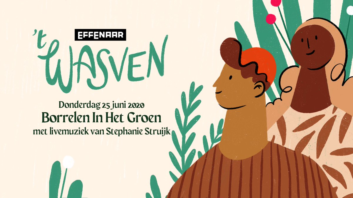 #Bevestigd: Deze zomer slaan Effenaar en ’t Wasven de handen traditiegetrouw ineen, maar dit jaar natuurlijk wel in een aangepaste vorm. Borrelen op het terras van 't Wasven, met hapjes en livemuziek. Kijk voor meer info op: bit.ly/BorreleninhetG…