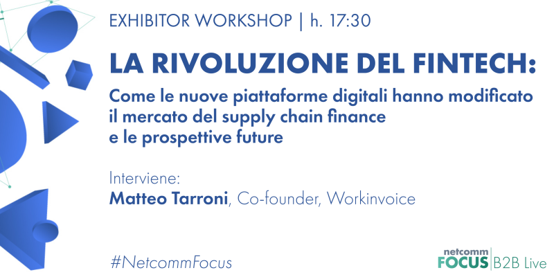 workinVoice's tweet photo. Nuove piattaforme digitali del #fintech e prospettive future: ne parliamo oggi al nostro workshop del #NetcommFocus B2B.
👉IN DIRETTA dalle 17.30 su https://t.co/GpGDYplhkf
#ConsorzioNetcomm #workinvoice https://t.co/Q4UhKFeK0X