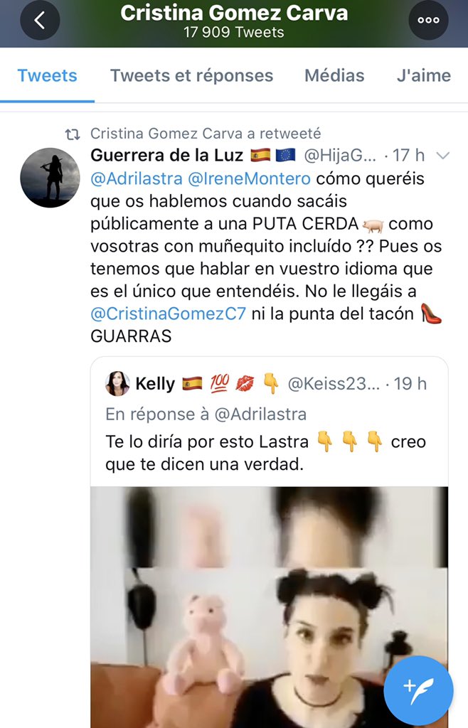 zascabal's tweet photo. La concejal del partido franquista 
v🤮x @CristinaGomezC7 a quien supuestamente han abierto expediente sancionador se apoya en otras cuentas para insultar y acusar de delitos y de “pervertir a los niños” a varias personalidades. Esta es su red de la calumnia @policia https://t.co/q5vPnHAWBQ