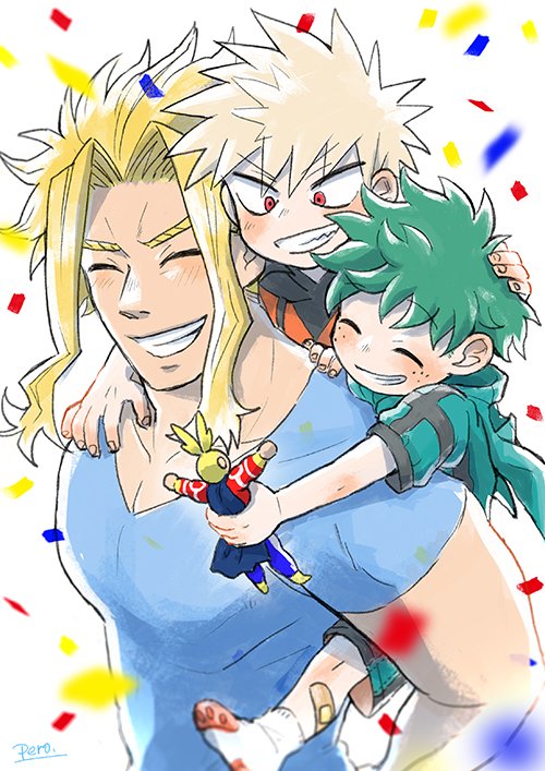 爆豪勝己 ,緑谷出久 「#オールマイト誕生祭2020 
#オールマイト生誕祭2020 
オールマイトお誕」|peroのイラスト