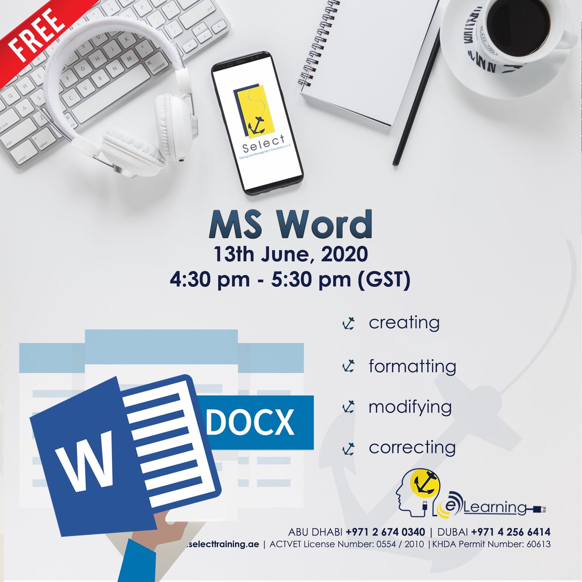 SelectTraining's tweet photo. Join SELECT this Saturday for a FREE online course on MS Word!
Register at https://t.co/CB5pw9pHXo ✨
#selectselect #selecttraininguae #staysafe #onlinelearning #KSA #Oman #UAE #Kuwait #Qatar #GCC #virtualmeetings #StayHome #workfromhome #virtualtraining #onlinecoaching https://t.co/LSMITdFITz