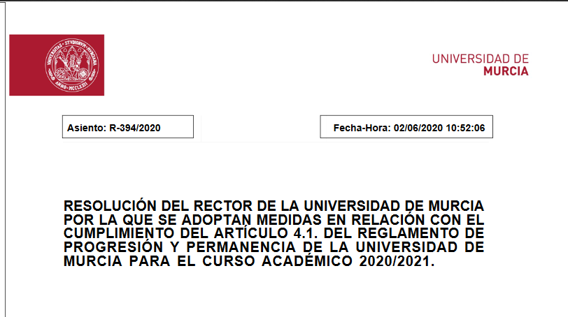 ceum_es's tweet photo. /#IMPORTANTE/

Tal y como solicitamos, se ha realizado una resolución rectoral por la que se exime para 2020/2021 del  cumplimiento de  los  mínimos  establecidos  en  el  artículo  4.1.  del  Reglamento  de  Progresión  y  Permanencia de la Universidad de Murcia. https://t.co/PAKuGtE8iZ