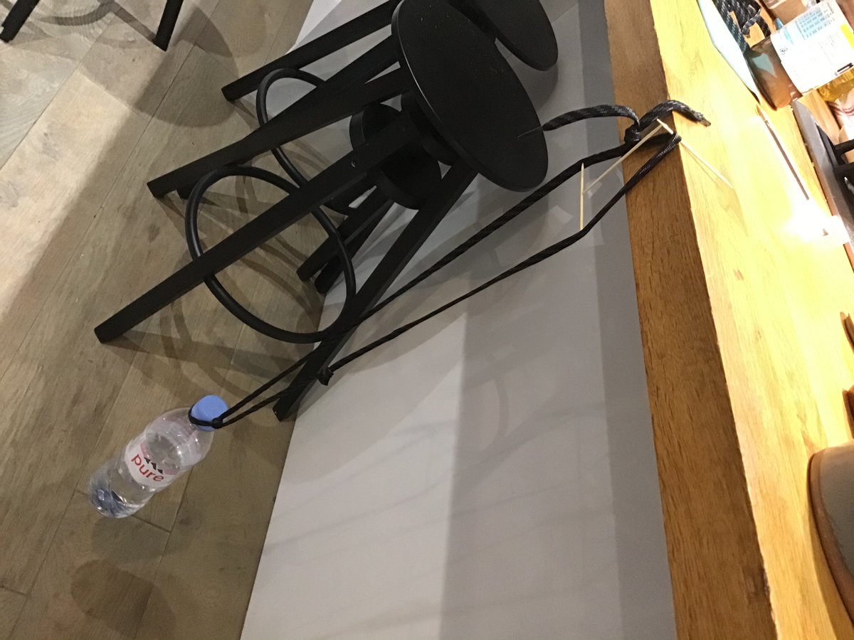 JubileeScience's tweet photo. Wow look at this home experiment by James D year 7. Balancing a bottle of water on wooden cocktail sticks. Demonstrating Gravity. #funhomeexperiments #keepJHStogether https://t.co/0gsACCh7Ga
