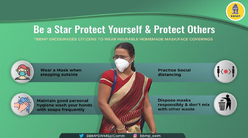 BBMPSWMSplComm's tweet photo. BBMP Marshals have so far fined 347 persons today for not wearing masks. Protect yourself & protect others.
#BBMP #Bengaluru #bbmpcontains #BBMPFightsCovid19 https://t.co/OWJNERg0z6