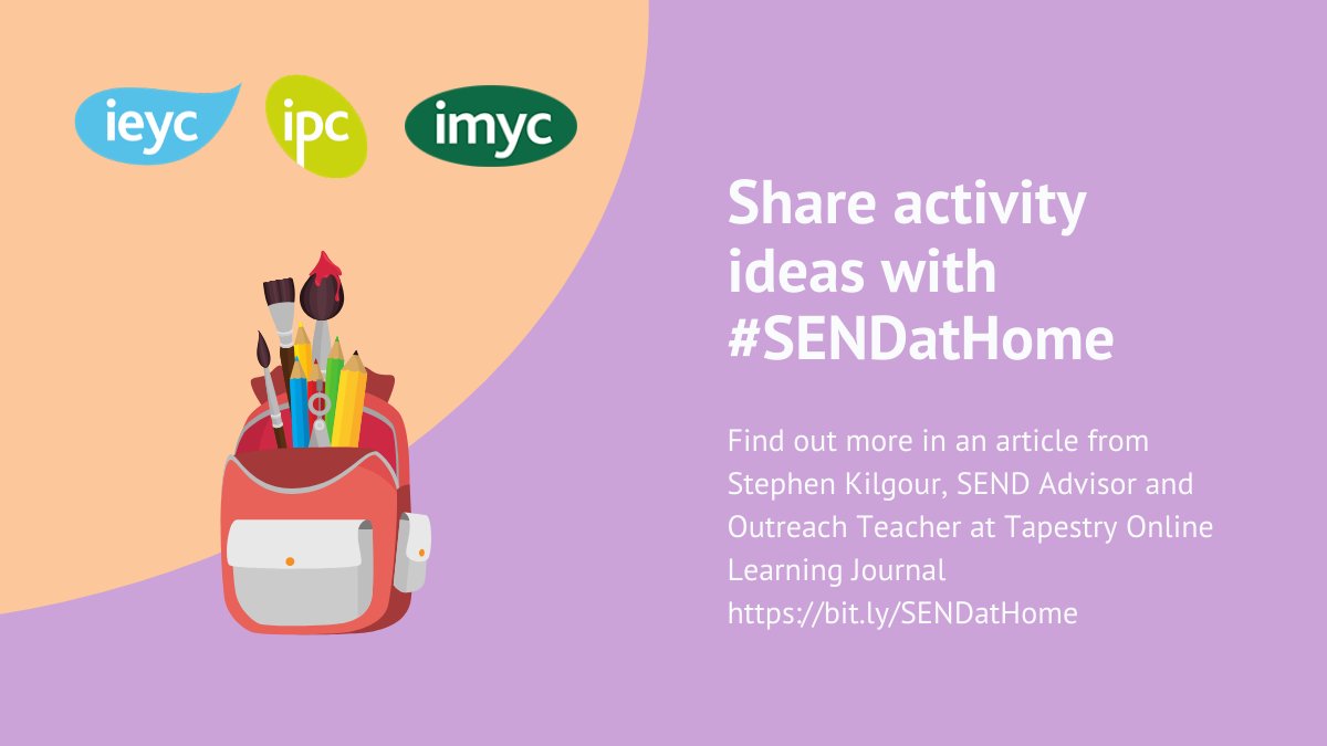 The_IMYC's tweet photo. Learn how schools are sharing #SENDatHome ideas and activities to support children with additional needs.
Visit https://t.co/rtrJVpzlU5
#FieldworkEducation #Webinars #International #Teachers #Stayconnected20 #SEND #SENDAtHome https://t.co/sL9mrjxp9L