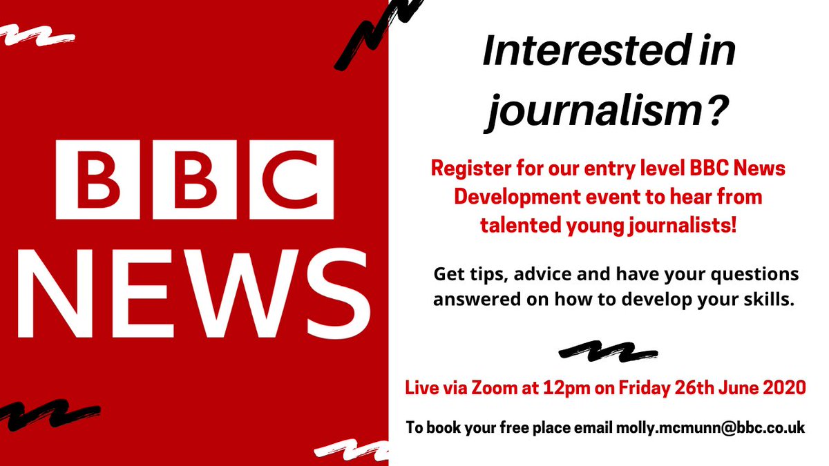 We’re running a event which is open to anyone who is interested in finding out more about starting out in journalism. Get in touch if you would like more details and please share with your networks. #bbcgetin @BBCGetIn @BBCNewsPR