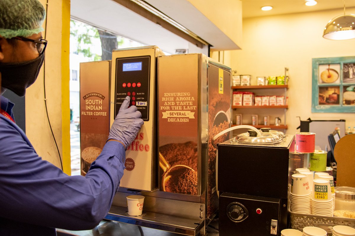 CoffeeCothas's tweet photo. Safety &amp; Filter Coffee is our answer to the New Normal. Come &amp; relish the taste of our world-class filter coffee at our outlets near you. Open from 8AM-6PM

#Cothas #CothasCoffee #RealTasteOfCoffee #SouthIndianCoffee #TraditionalFilterCoffee #OriginalCoffeePowder https://t.co/LkM0aer3Ao