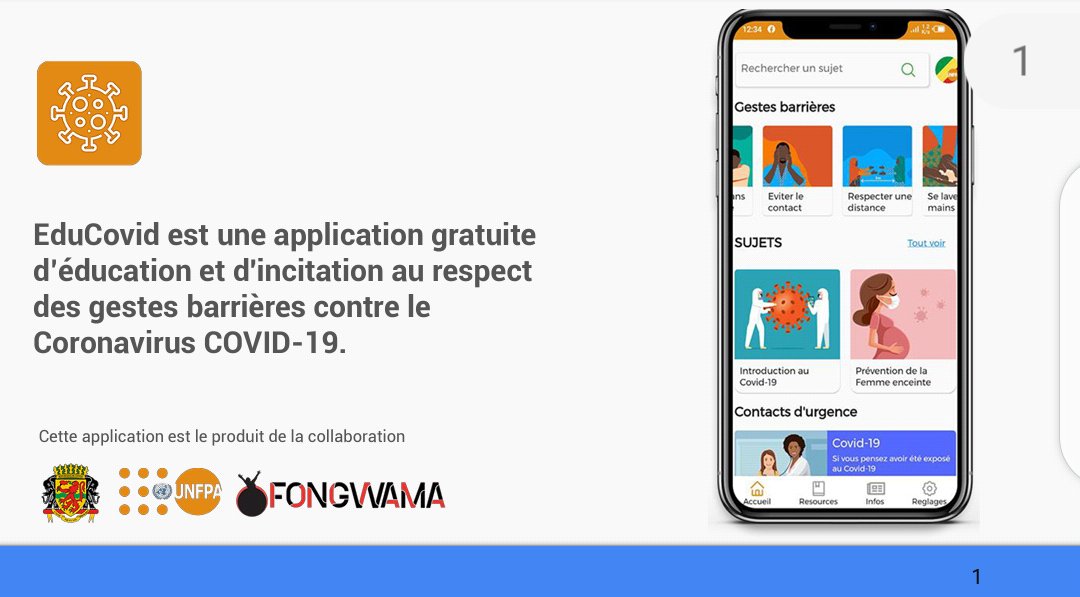 fongwama's tweet photo. Lancement de l'application #EduCovid, l'application gratuite d’éducation et d'incitation au respect des gestes barrières contre la #COVID__19.

Produit de la collaboration entre @MSPPFIFD_cg @CongoUnfpa et de #Fongwama

Plus d'infos : https://t.co/yb5ZcdMlBU https://t.co/OUi0qn0CMM