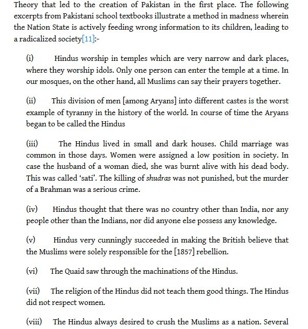  #PakistanAgainstMinorities We talk about madrassas as incubators of hate, right?Here is what the state sanctioned school curriculum teaches little children in Pakistan.These are a couple screenshots from the blog post linked in previous tweet.