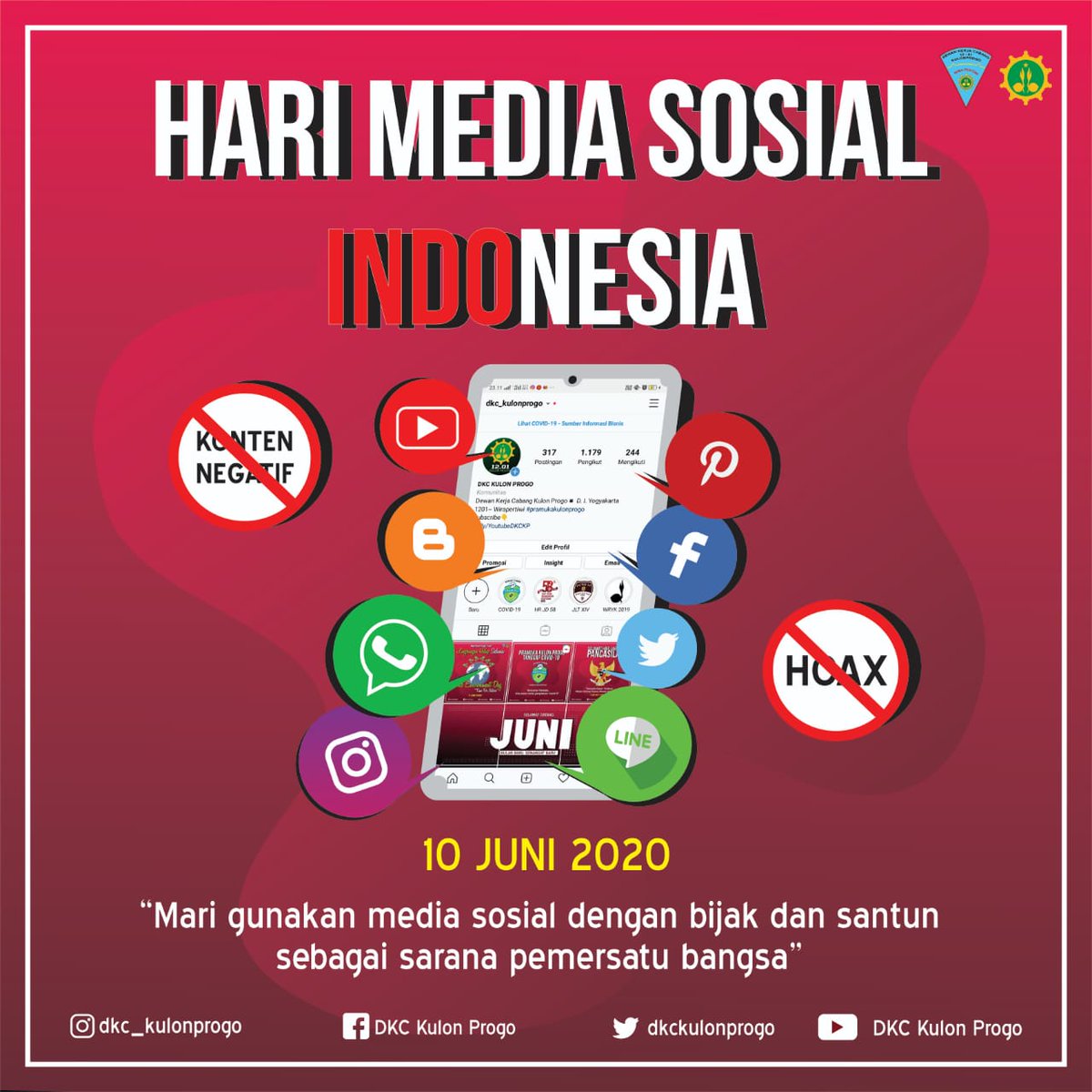 dkckulonprogo's tweet photo. STOP HOAX

Hari Media Sosial ini, Kamin mengajak agar kita sama-sama memperbaiki diri dengan tidak mudah memberikan komentar negatif ataupun menyebar hoax dengan memfilter semua berita yang didapat. https://t.co/z3jV3YBLv9