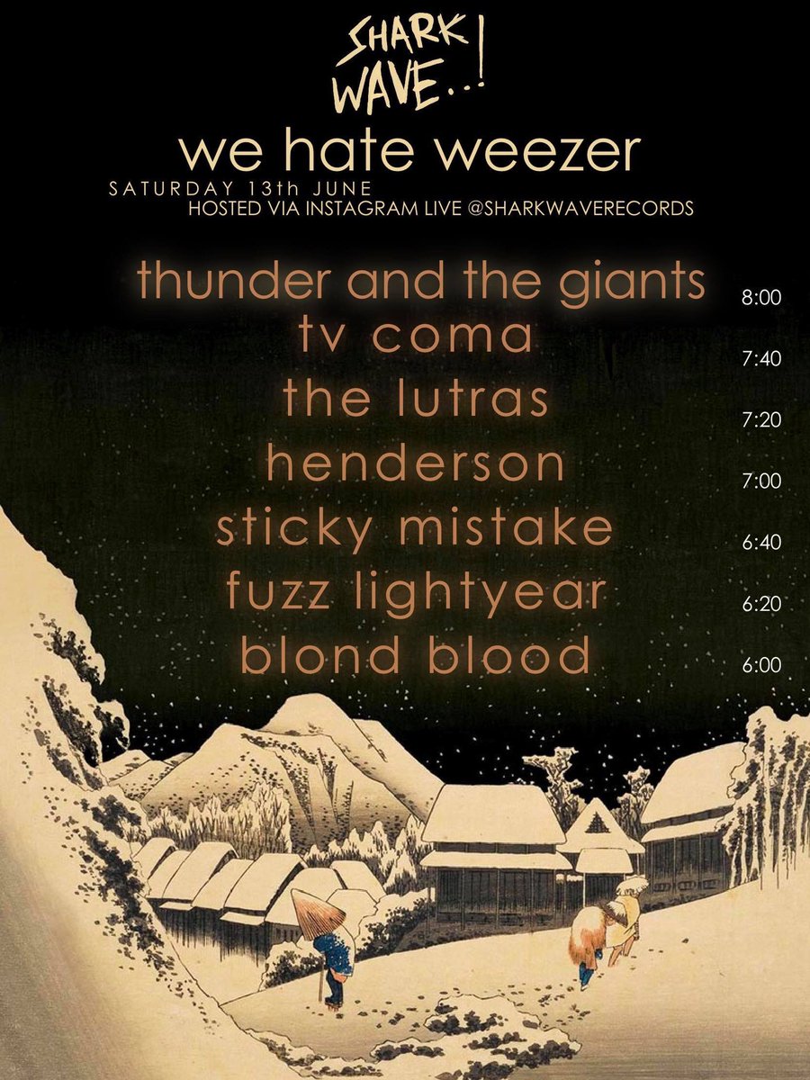 Just when you thought we couldn’t come up with different themes...
Shark Wave: we hate weezer
Saturday 6pm GMT over on our Instagram!