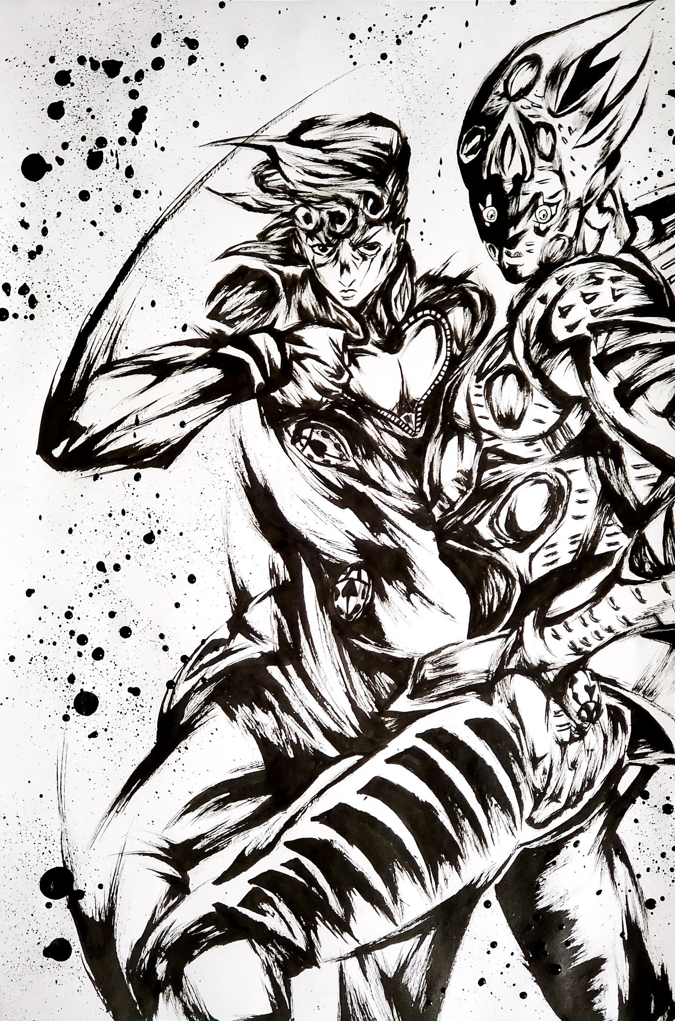 こバya4 在 Twitter 上 ジョルノ ジョバァーナ 墨絵で描いてみましたっ ジョジョの奇妙な冒険 ジョルノ ジョバァーナ 模写 墨絵 イラスト T Co Cgc1fkrulr Twitter