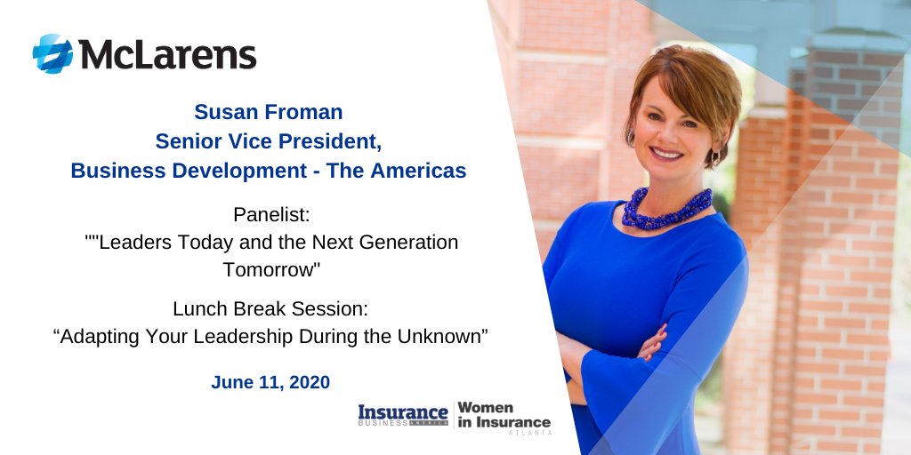 McLarensGlobal's tweet image. Tomorrow is @InsuranceBizUS Women in Insurance ATL Virtual Summit! @susankfroman will be a panelist in the session "Leaders Today &amp;amp; the Next Generation Tomorrow" at 1:35pm EST. She's also hosting “Adapting Your Leadership During the Unknown” over the lunch break.#WomenInInsurance