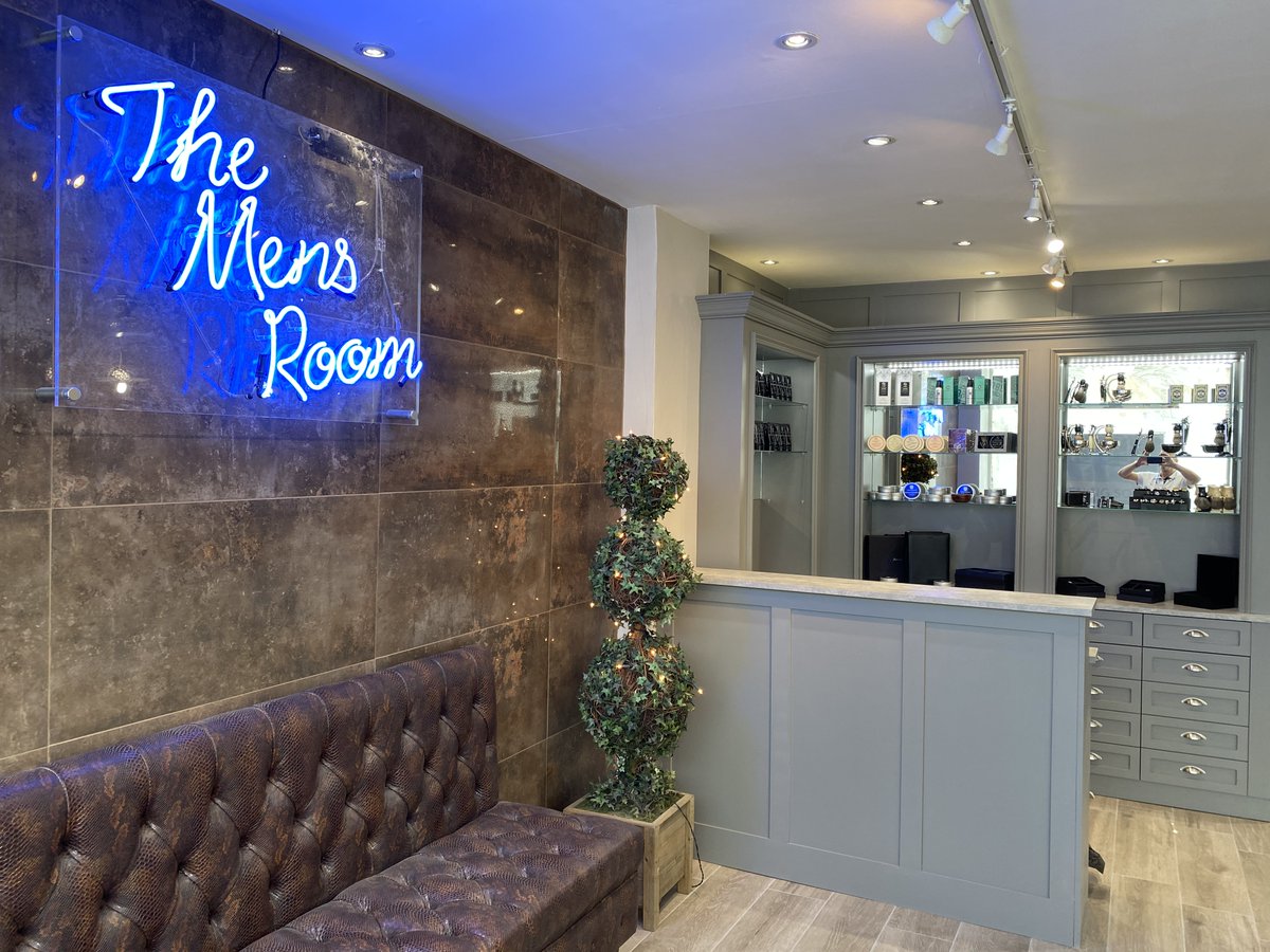 Renovations in the new barbershop, The Mens Room, Whalley, are now complete, including vintage barbering chairs which have been reupholstered in imitation snakeskin fabric and a spacious reception room which has seating for up to 12 customers!