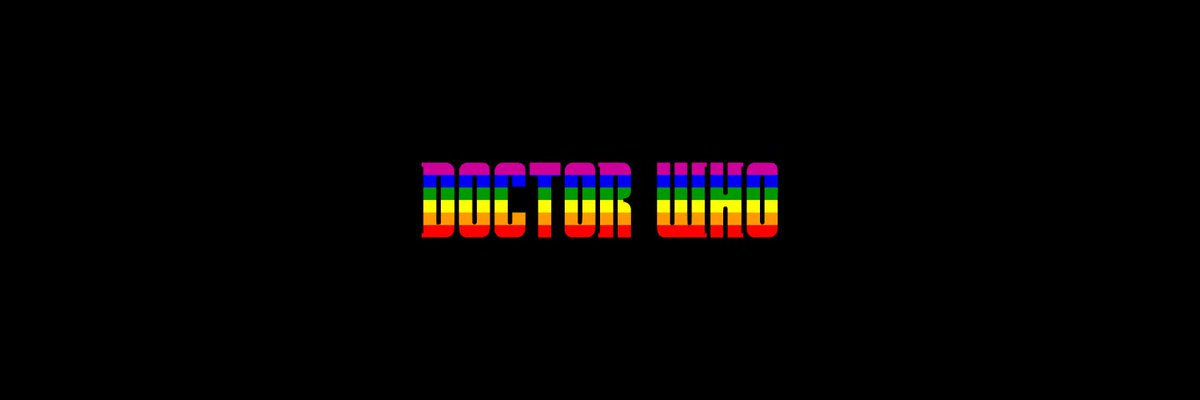 doctor who pride bannersgay flag edition (black background)chibnall, classic, moffat & rtd era! #DoctorWho  #Pride  @friendoface @WhoQueer