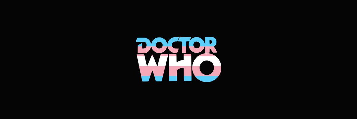 doctor who pride bannerstransgender flag edition (black background)chibnall, classic, moffat & rtd era! #DoctorWho  #Pride  @friendoface @WhoQueer