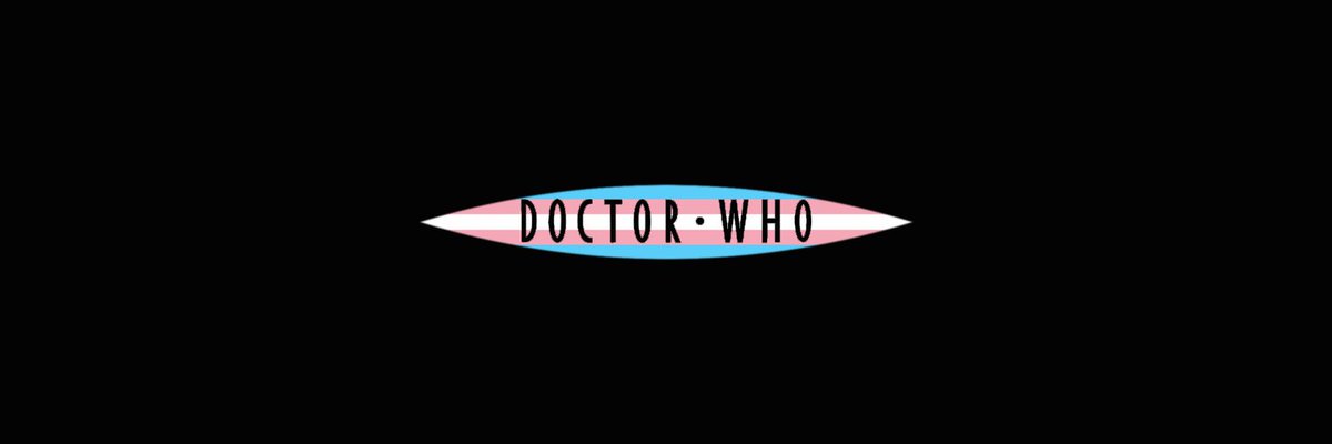 doctor who pride bannerstransgender flag edition (black background)chibnall, classic, moffat & rtd era! #DoctorWho  #Pride  @friendoface @WhoQueer