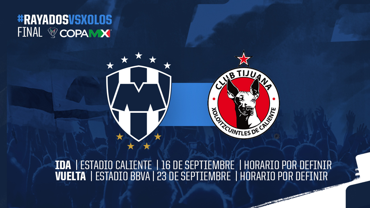 Rayados's tweet photo. ⚽️| #FamiliaRayada, ¡Hay fecha para la Final de la @CopaMX 🆚 @Xolos! 🤠🤝🐶

Nos prepararemos para regresar con todo y por todo 💪🏼 ¡Juntos #RayemosLaCopa! 🏆

#EnLaVidaYEnLaCasa🏡💙⚪ https://t.co/napRnZZBeC