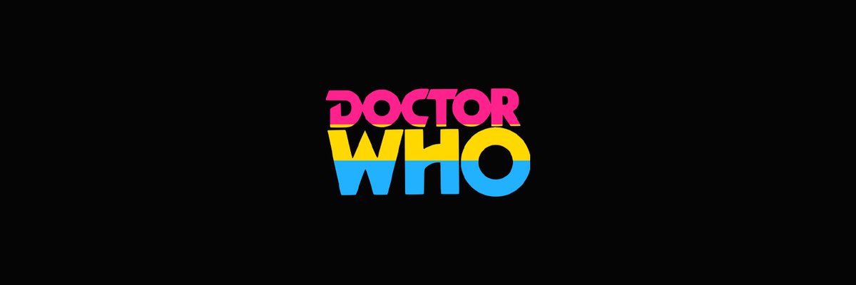 doctor who pride bannerspansexual flag edition (black background)chibnall, classic, moffat & rtd era! #DoctorWho  #Pride  @friendoface @WhoQueer