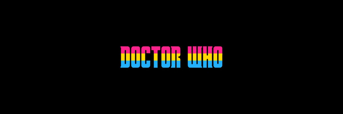 doctor who pride bannerspansexual flag edition (black background)chibnall, classic, moffat & rtd era! #DoctorWho  #Pride  @friendoface @WhoQueer
