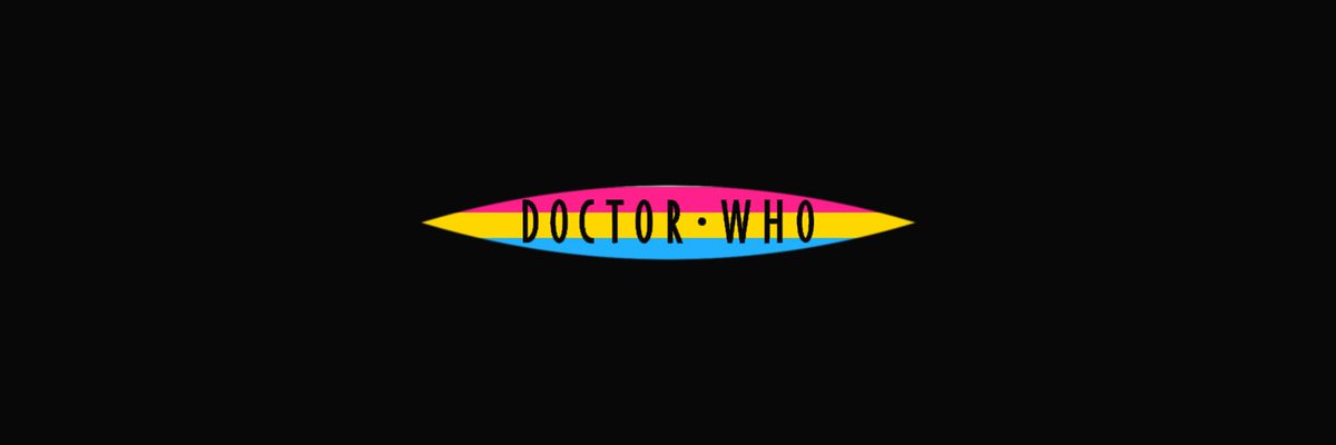 doctor who pride bannerspansexual flag edition (black background)chibnall, classic, moffat & rtd era! #DoctorWho  #Pride  @friendoface @WhoQueer