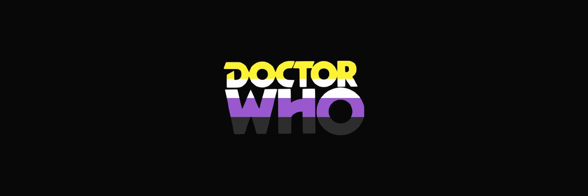 doctor who pride bannersnon-binary flag edition (black background)chibnall, classic, moffat & rtd era! #DoctorWho  #Pride  @friendoface @WhoQueer