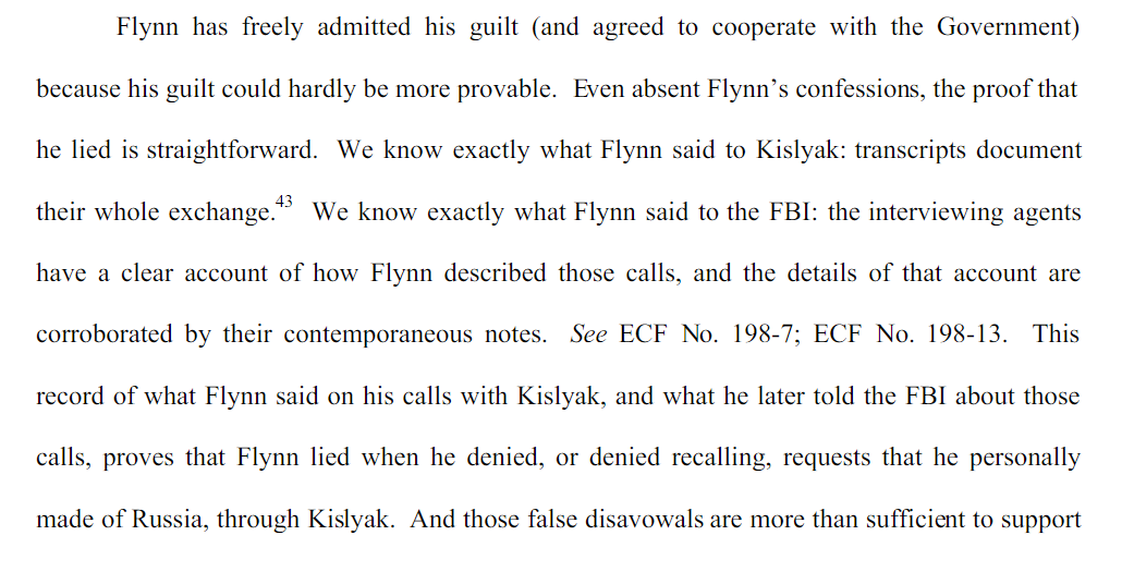 Looks like it may also require DOJ to prove why the agents' notes & 302's aren't evidence of Flynn's guilt either!