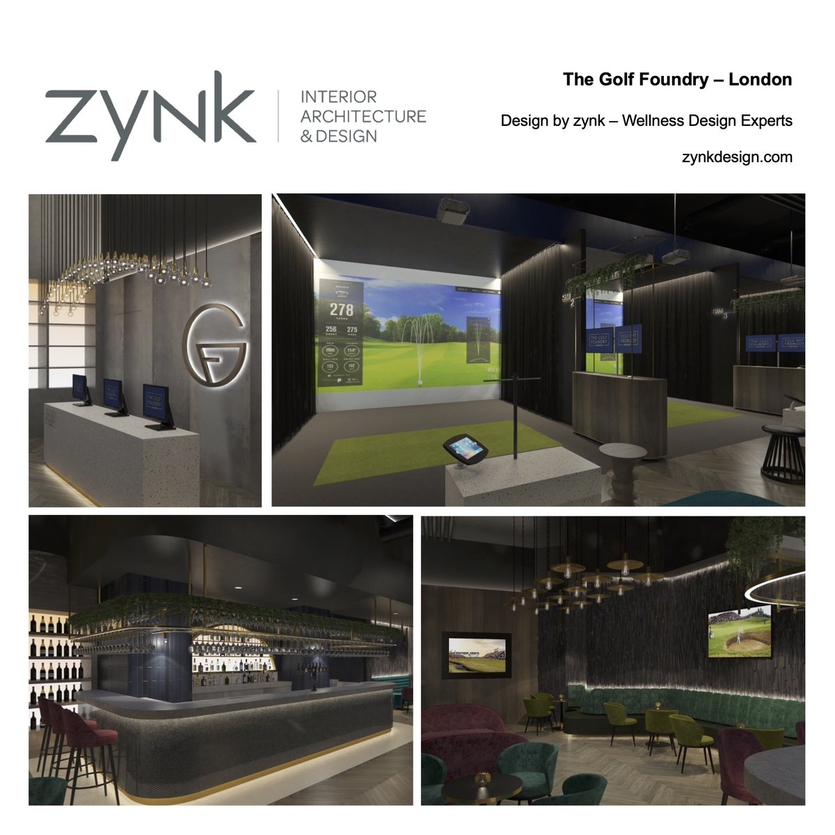 zynkdesign's tweet photo. The Golf Foundry is an indoor golf concept designed for the discerning City worker who wants to relax and unwind while playing on some of the world's greatest golf courses - virtually. #leisuredesign #gymdesign #golf #thecity https://t.co/wLoLR6ZQBI