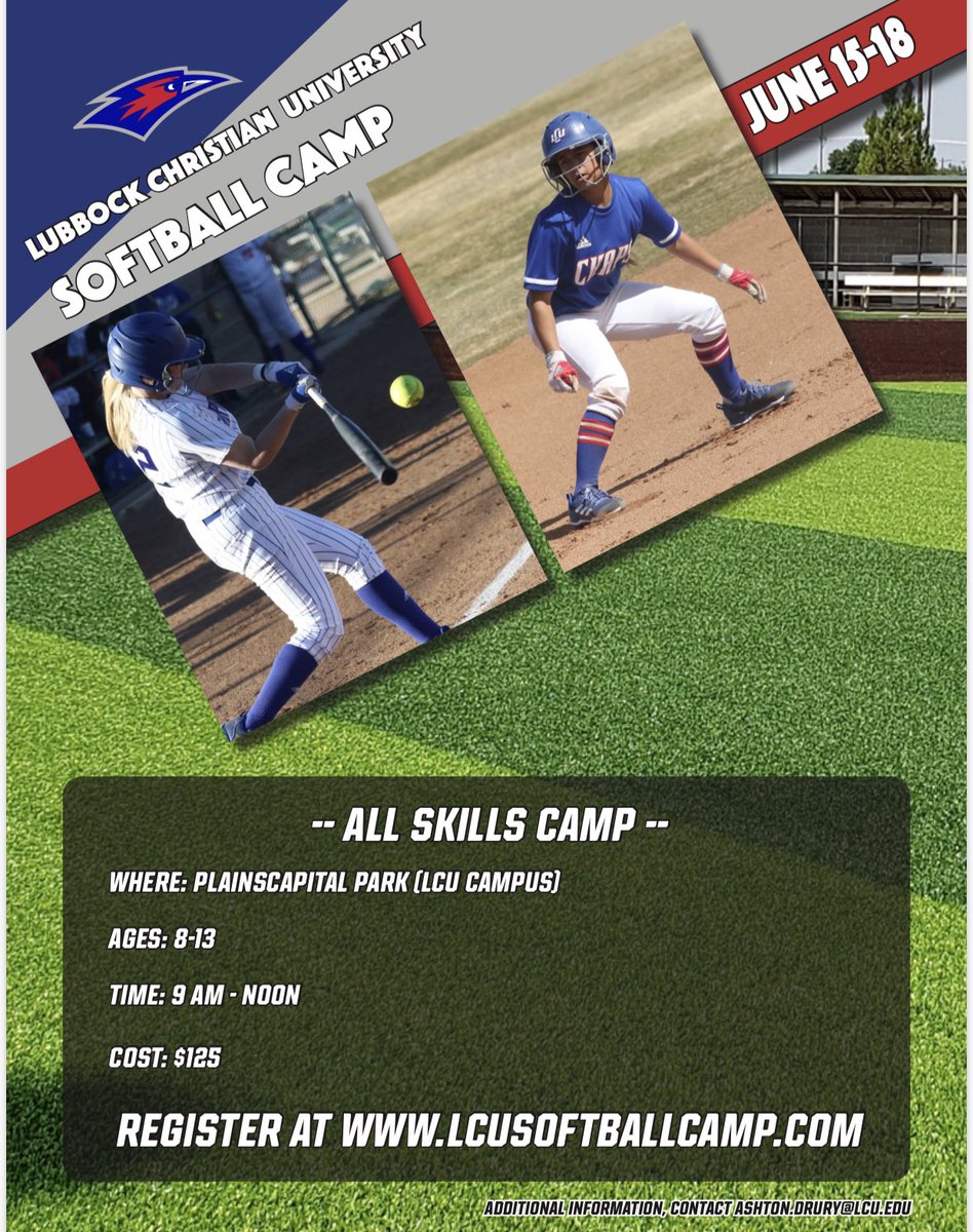 LCUSoftball's tweet photo. SUMMER CAMP!!!! We would love to see y’all out here🤩👌🏼 https://t.co/j03SEhe0Y2