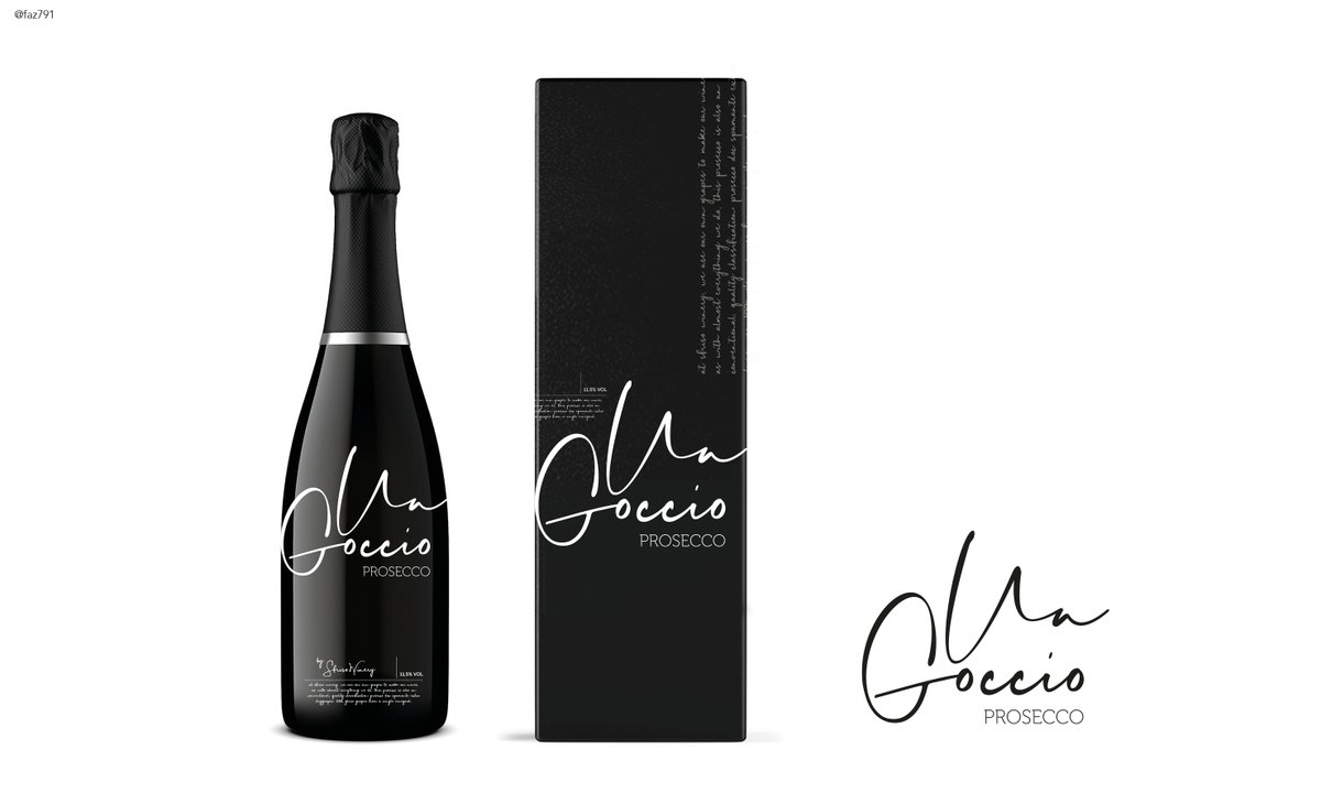 faz791's tweet photo. Un Goccio - Meaning one drop - (leads to may drops).
Slick high-end look and feel. @OneMinuteBriefs 
Create a wine label design for 6000 bottles of unlabelled Prosecco with #The6000Project @SfrisoWinetime https://t.co/26UrOzQSe0