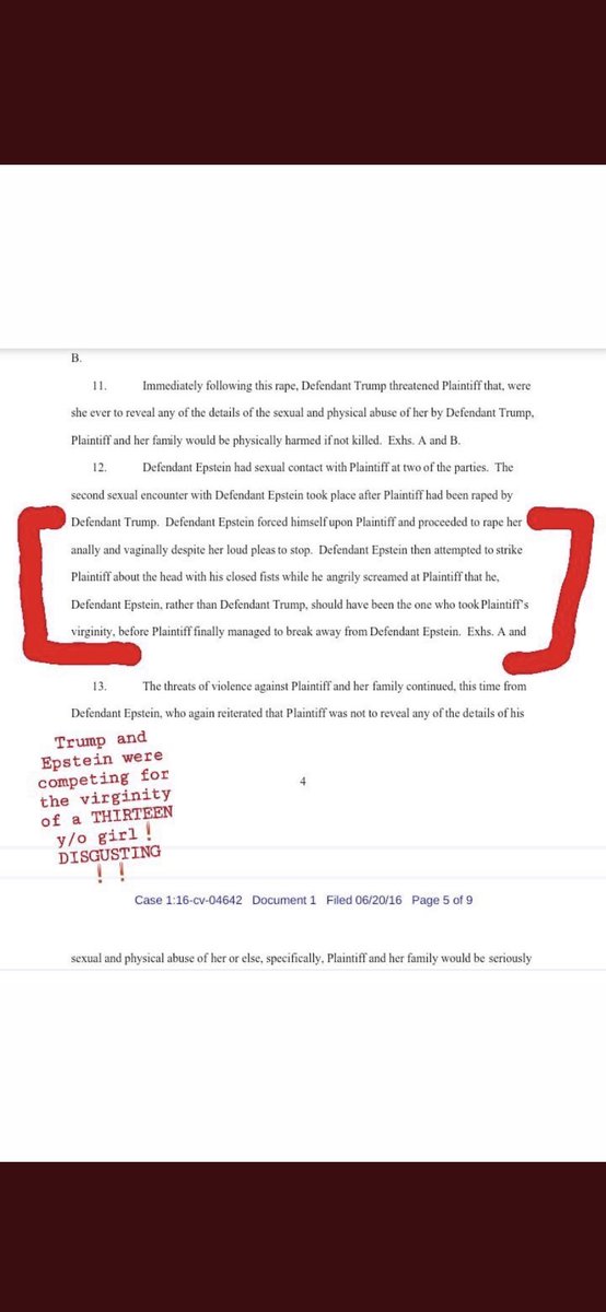 ACABUNFKTHESY's tweet photo. 27% of Americans haven’t seen court papers of TRUMP and EPSTEIN fighting over the virginity of a 13 year old girl https://t.co/zXDjZ9jH54