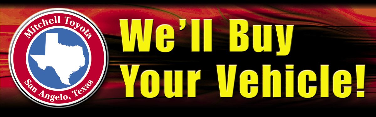 mitchelltoyota's tweet photo. We are in need of good, clean pre-owned vehicles for our used car inventory. If you are thinking about trading or want to sell your vehicle, call us today! 325-653-2302 https://t.co/eyPNGfpGd2