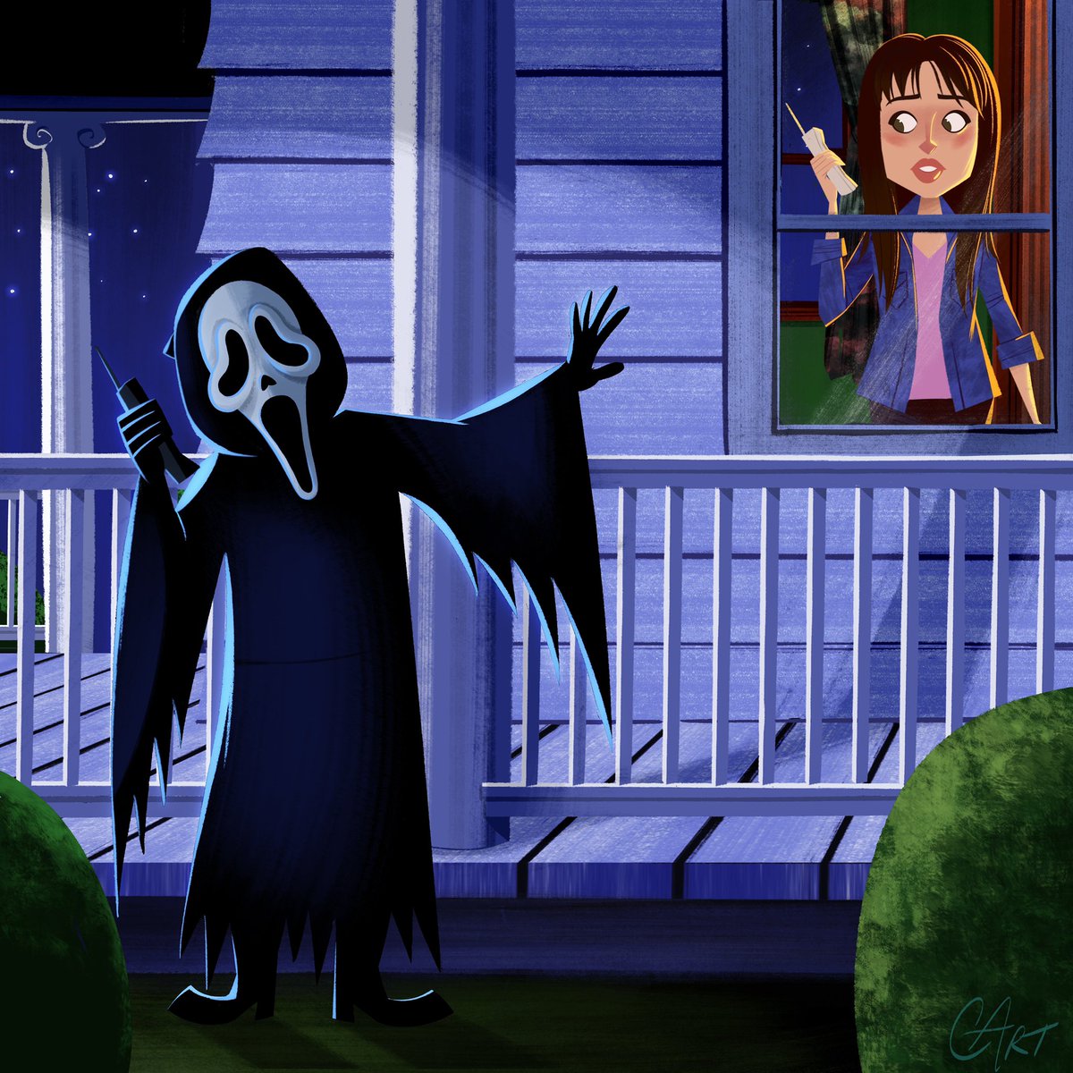 hello_sidney's tweet photo. Hello Sidney! The cute art of Chris Ables! #chrisables #ghostface https://t.co/VfRwgFvybj