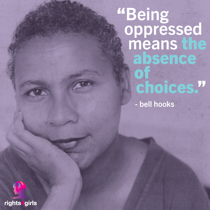 rights4girls's tweet photo. #WednesdayWisdom from the legendary #bellhooks, reminding us of the need to persist in our quest to end the marginalization of our girls so that they can truly be safe and have the opportunity to live out their full potential. https://t.co/CUxTxZLolc