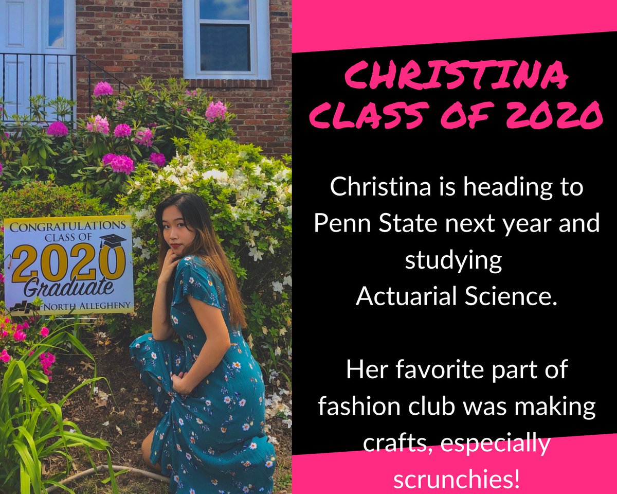 Today's Senior Spotlight is....Christina! Christian has been a member of our club for a few years as a designer and model.  She competed at the FCCLA State Conference last year and won gold! Congratulations Christina! #GoodVibesNA #NASeniorStripes