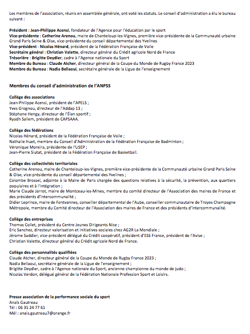 _anpss's tweet photo. Et si le #sport devenait un acteur majeur de l'#insertion des jeunes ? Lancement officiel de l'association nationale de la performance sociale du sport, avec le soutien de la ministre des Sports @RoxaMaracineanu @Anne_Hidalgo @jeanmarie_marx @ClaudeATCHER @CatherineArenou https://t.co/IsWCeSYjL1