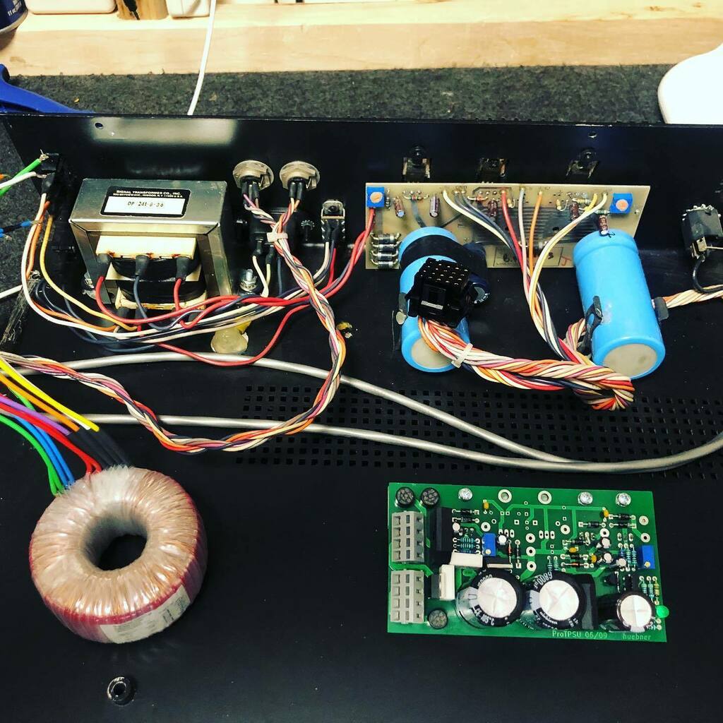 My Prophet 5 had developed a loud buzzing noise over the last years. 
Incredibly someone in Sweden has designed a replacement power supply for this 40 year old synth.  Now the loud buzzing sound is gone and it runs less hot.

The photo shows old (top) vs… instagr.am/p/CBQbLZxhhfO/