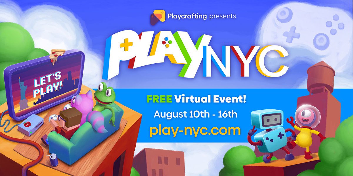 We’re excited to re-announce #PlayNYC 2020! This year’s event will be 100% online, free to attend, and a full week long (8/10-8/16). Let’s come together through games for one special week at play-nyc.com 💪