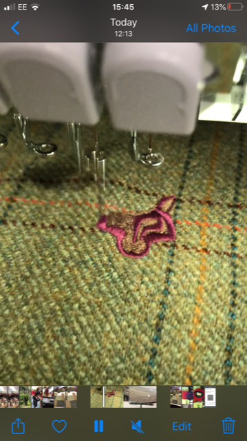 maude_fox's tweet photo. Just a couple of stages that go into the making of a #tweeddogcoat from #embroidery to laying out and pressing patches onto interfacing - to lining , adding straps  around body and neck not to mention the measuring part. Worth it in the end though #tweedwithatwist #dogcoat https://t.co/4X6joyC9ac
