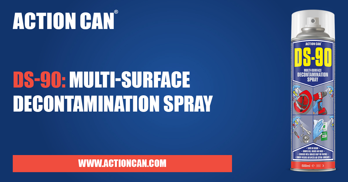 ActionCanPro's tweet photo. DS-90, a multi-surface decontamination spray, with extremely high alcohol content, is for use on all hard surfaces. Fast acting, DS-90 physically removes bacteria and viruses in all areas of the workplace: the warehouse, trade counters, site visits &amp; in the office. https://t.co/bdvF03bubX