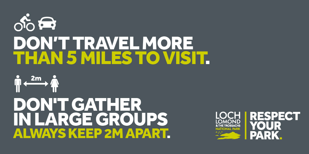lomondtrossachs's tweet photo. If you love the National Park, we know you will be missing it. But @lomondtrossachs isn't yet ready for large numbers of visitors. So that we can move out of lockdown safely together, please follow national guidance and #RespectYourPark. https://t.co/7NeRpRsxPi