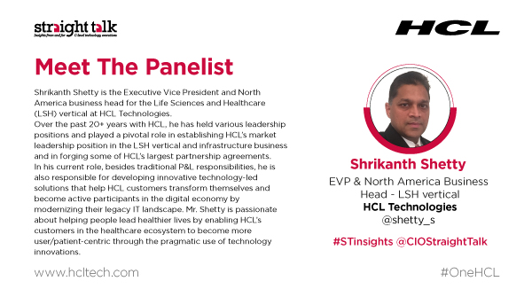 HCLTech Trends and Insights (@hcltechinsights) on Twitter photo Letâs welcome our final panelist Shrikanth Shetty <a href="/shetty_s/">Shrikanth Shetty</a>, EVP & North America Business Headâ LSH vertical, <a href="/hcltech/">HCLTech</a>. Over the past 20+years with HCL,he has held various leadership positions & played a pivotal role in establishing market leadership position. #STinsights #OneHCL Letâs welcome our final panelist Shrikanth Shetty <a href="/shetty_s/">Shrikanth Shetty</a>, EVP & North America Business Headâ LSH vertical, <a href="/hcltech/">HCLTech</a>. Over the past 20+years with HCL,he has held various leadership positions & played a pivotal role in establishing market leadership position. #STinsights #OneHCL